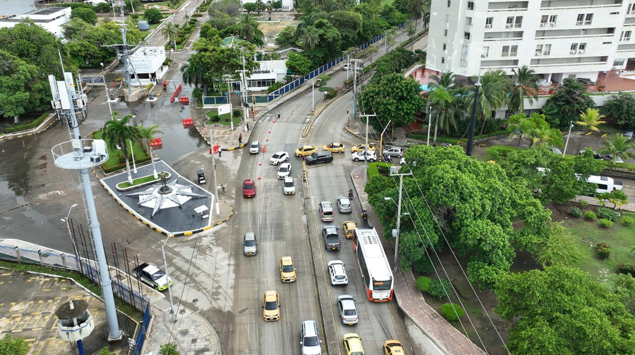 Vista aérea de la entrada al barrio Bocagrande. Foto: DATT