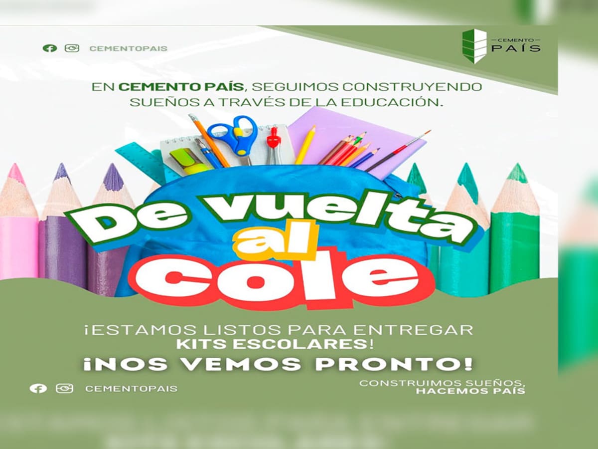 Cemento País lanza ‘De Vuelta al Cole’, campaña que entrega útiles escolares y apoya la educación