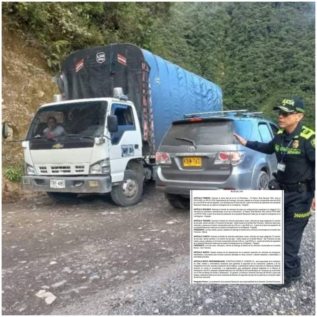 Con restricciones permanece la movilidad en la vía San Francisco – Mocoa