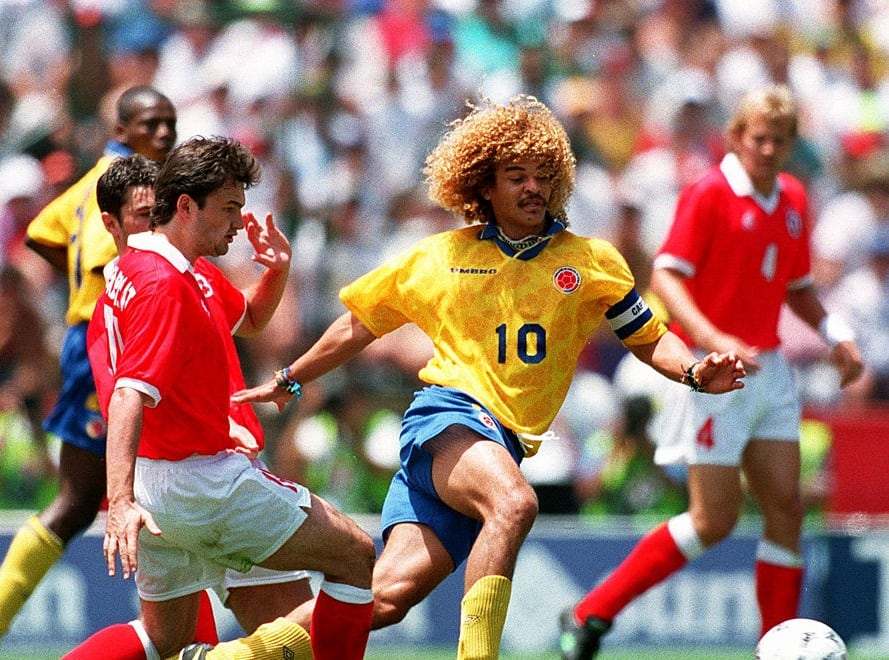 Pibe Valderrama en el partido contra Suiza por el Mundial 1994 / Getty Images