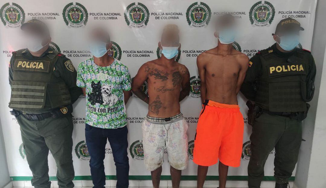 Los tres capturdos en el sur de Montería.