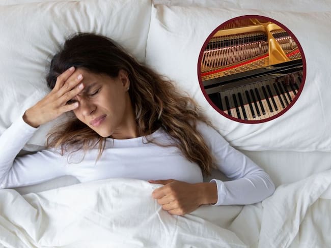 Imagen de referencia // Mujer con insomnio // En el círculo un piano // Getty Images