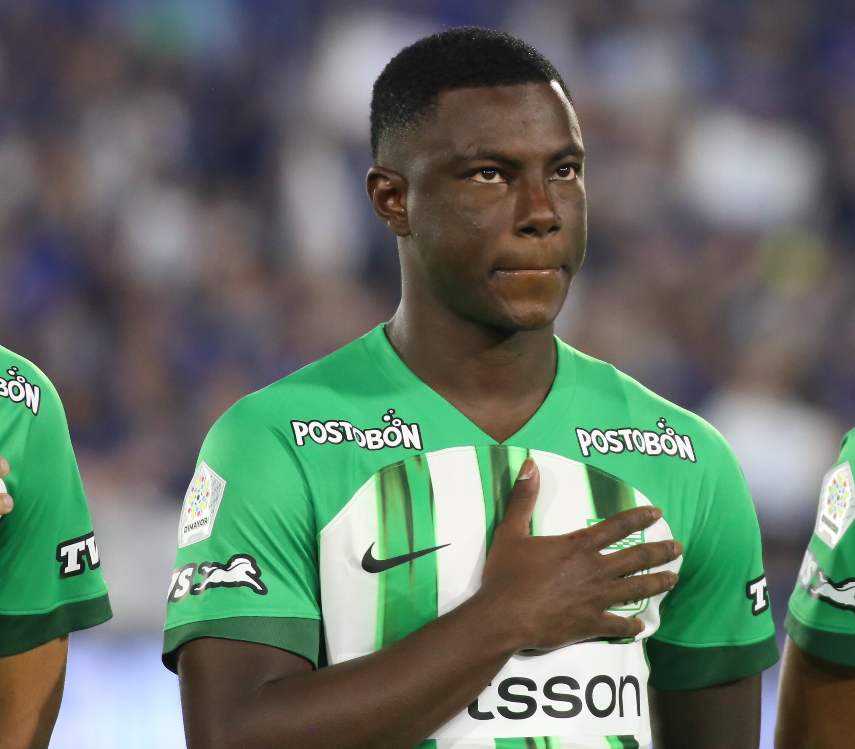 Marino Hinestroza of Atletico Nacional participates in the match of the third matchday of the group A semifinals of the BetPlay DIMAYOR II 2024 BetPlay League at the Nemesio Camacho El Campin stadium in Bogota, Colombia, on november 29, 2024. (Photo by Daniel Garzon Herazo/NurPhoto via Getty Images)