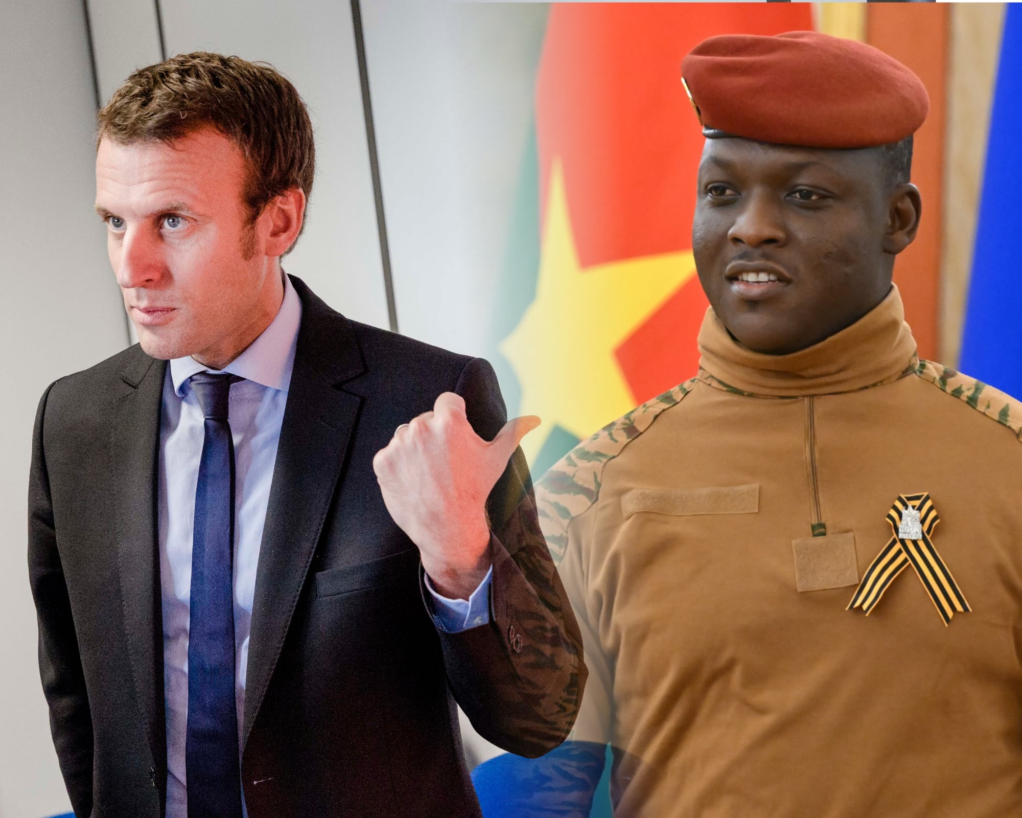 El presidente de Francia, Emmanuel Macron (i) y el capitán Ibrahim Traoré (d),  lider de la junta militar burkinesa y en el poder desde un golpe de Estado en septiembre de 2022.
(Foto:   Caracol Radio / Getty )