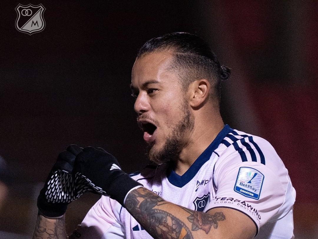 Leonardo Castro celebra su gol ante Boyacá Chicó / Twitter: @MillosFCOficial.