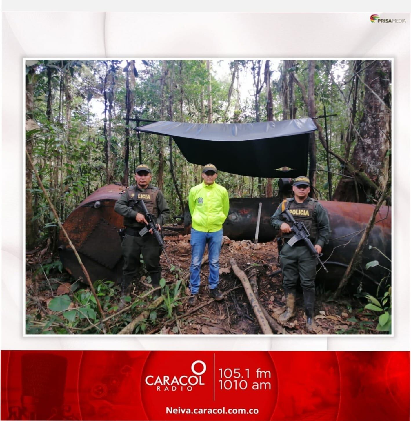 En el lugar se encontraron 2 piscinas artesanales, 6 contenedores plásticos y 120 barriles de crudo avaluados en 1.117 millones de pesos.