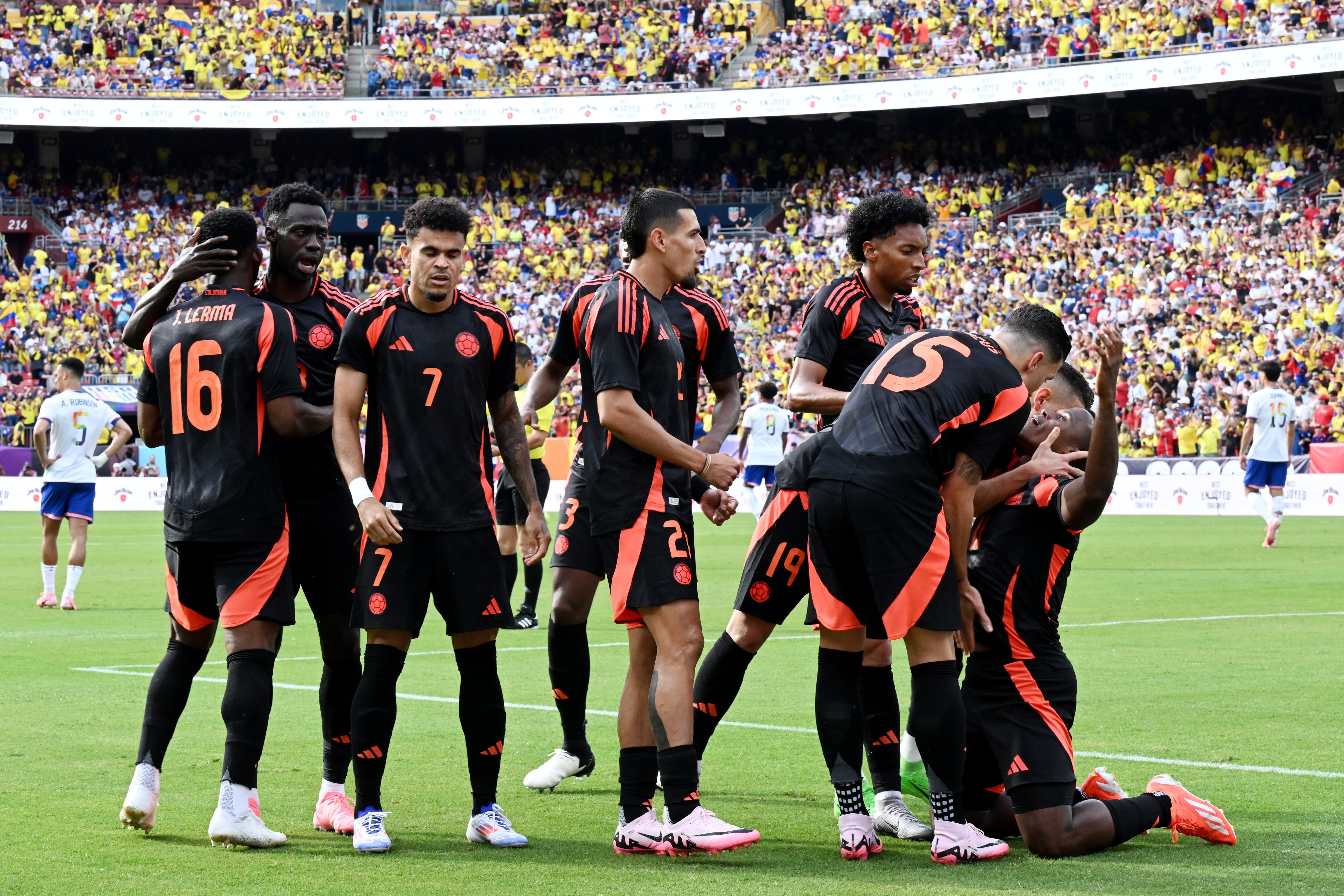 Los jugadores de la Selección Colombia festejan el gol de Jhon Arias. (Photo by Greg Fiume/USSF/Getty Images for USSF)