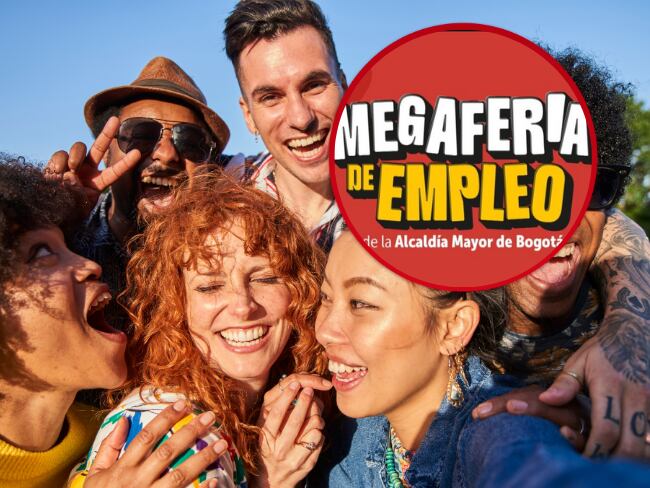 Imagen de referencia, foto Getty images y logo promocional de la 'Megaferia Empleo' 