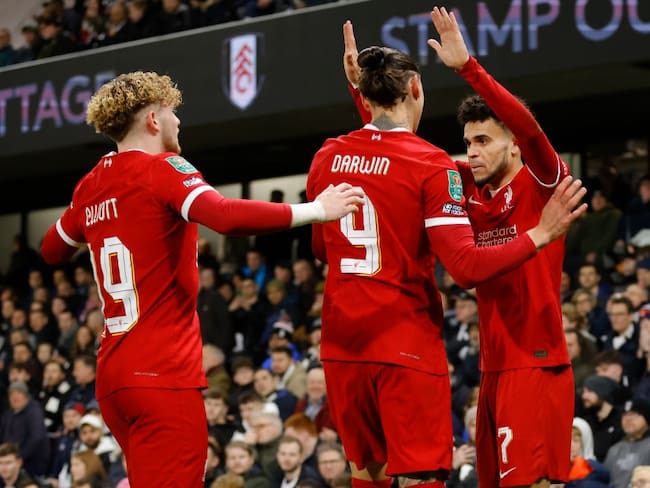 Luis Díaz celebra el gol del Liverpool / Getty Images