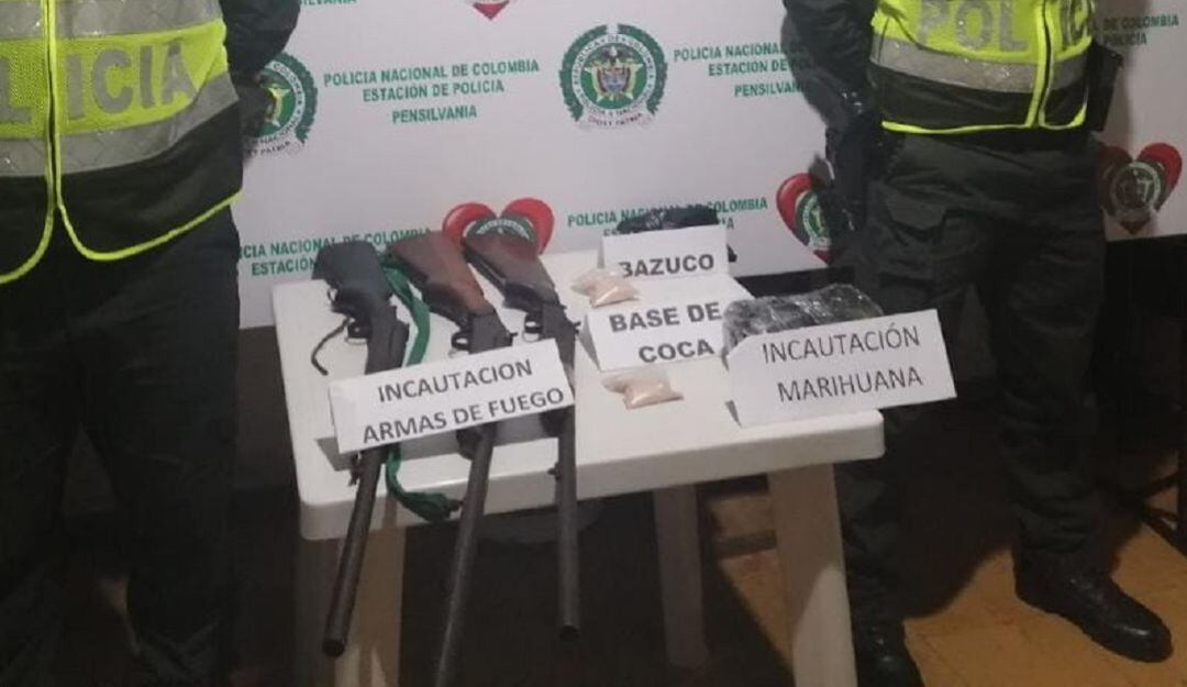 Armas incautadas en Caldas