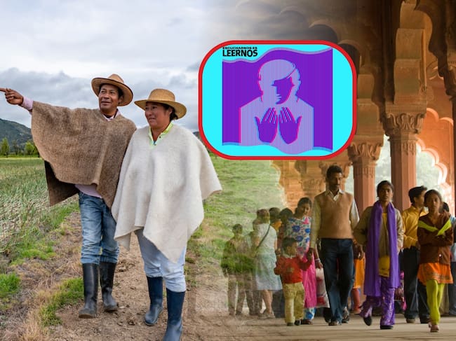 A la izquierda: Campesinos boyacenses. A la derecha: Indios caminando por un templo (Crédito: Getty Images)