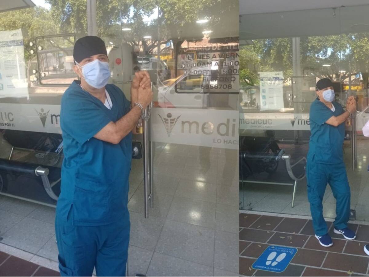 Médico en Cúcuta se encadena para reclamar su salario