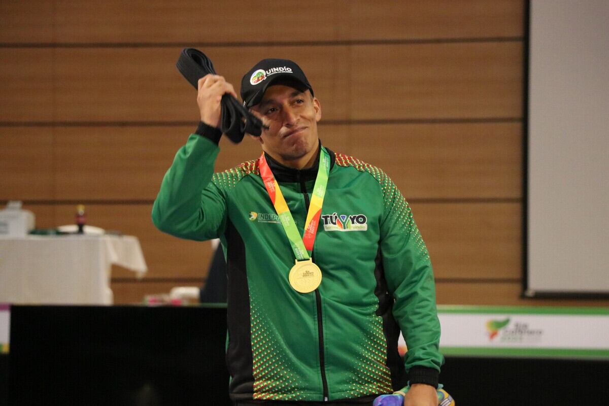 Carlos Andrés Zorrilla, medalla de Oro para el Quindío en Hapkido en Juegos Nacionales. Foto Cortesía Jhon Holmes Cardona/ Juegos Nacionales