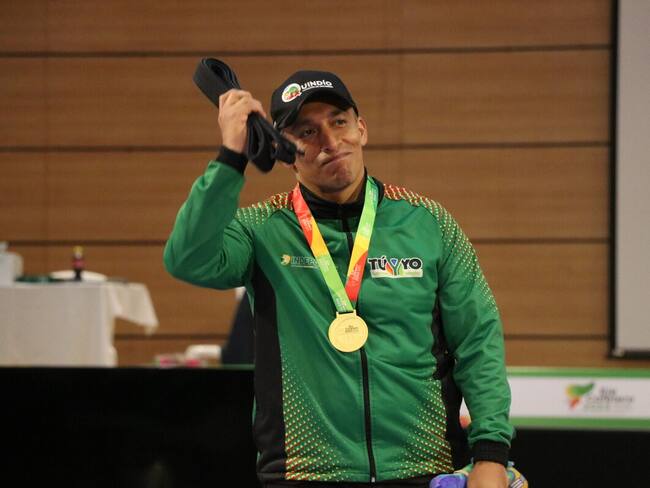 Carlos Andrés Zorrilla, medalla de Oro para el Quindío en Hapkido en Juegos Nacionales. Foto Cortesía Jhon Holmes Cardona/ Juegos Nacionales