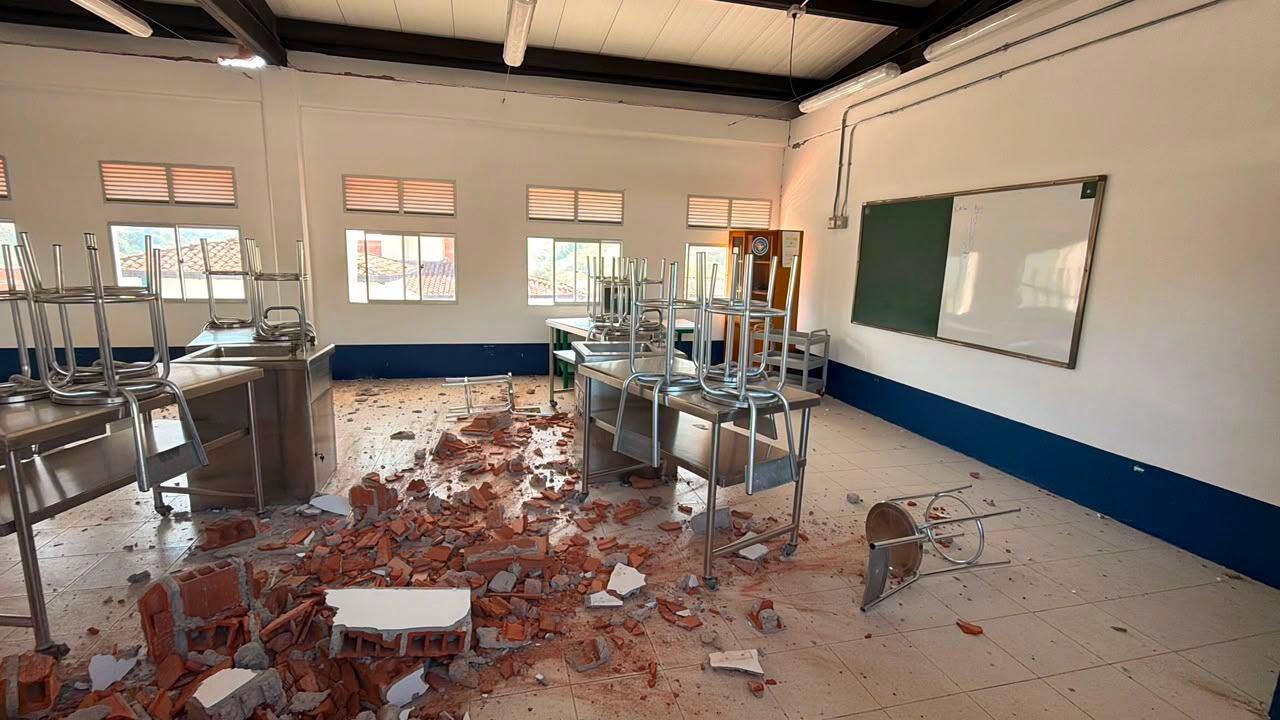 Afectaciones en establecimientos escolares tras sismo en Antioquia. Foto: Cortesía Gobernación de Antioquia