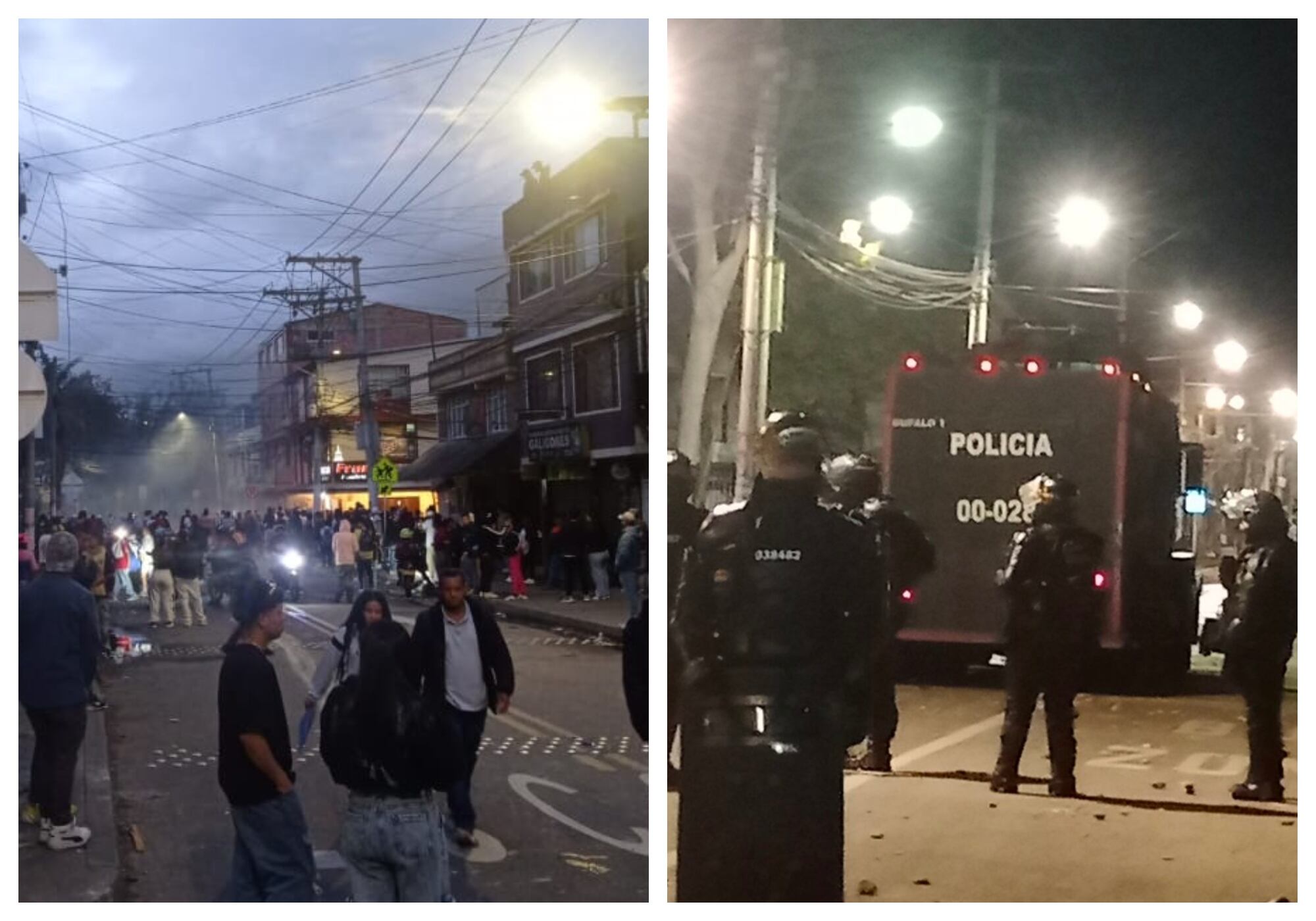 Manifestaciones y disturbios en los CAI Verbenal y La Gaitana, en Usaquén y Suba, respectivamente. Foto: suministrada.