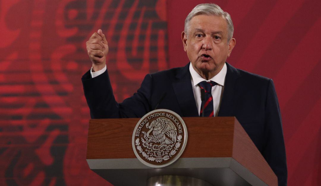 El presidente Andrés Manuel López Obrador durante su rueda de prensa matutina diaria. 