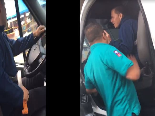 VIDEO: Conductores de ambulancias se enfrentan en vía pública