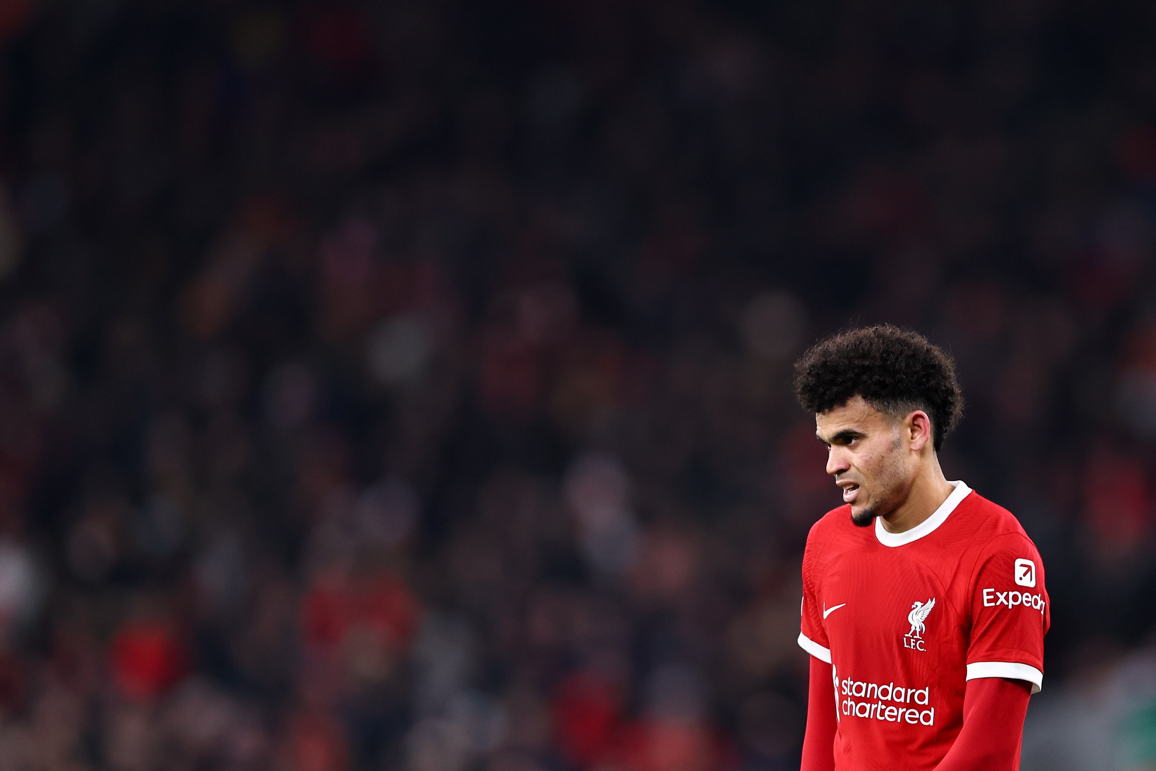 Luis Díaz, delantero del Liverpool. (Photo by Robbie Jay Barratt - AMA/Getty Images)