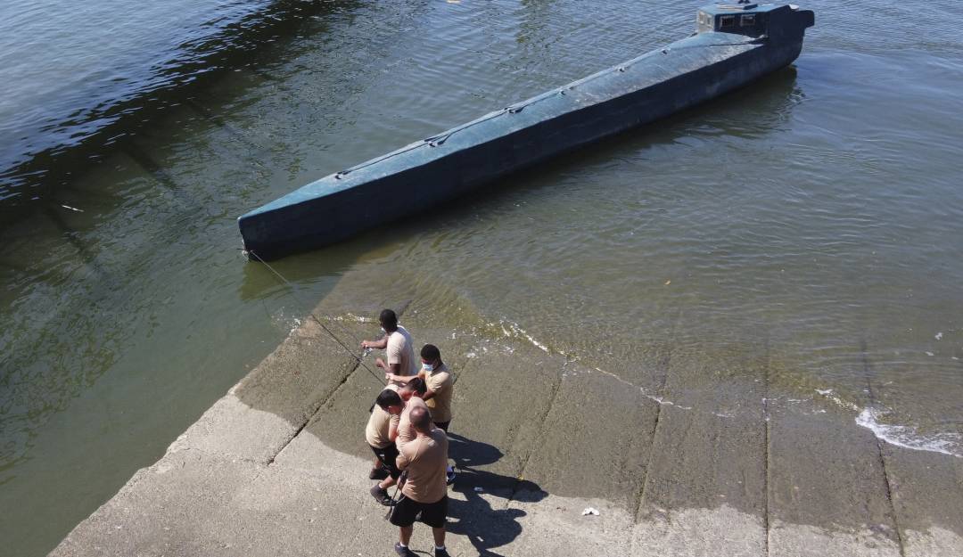 Narcosubmarino encontrado en Valle del Cauca, en la costa pacífica de Colombia.