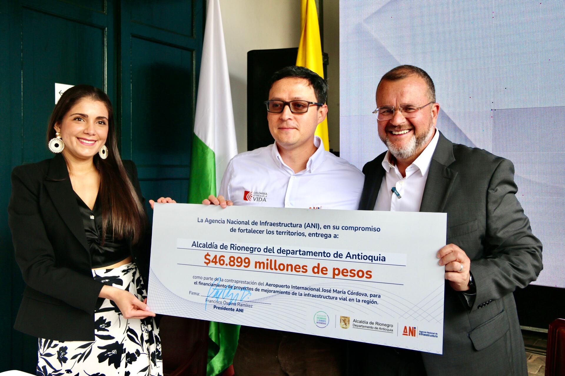 Rionegro es el primer municipio de Antioquia en recibir recursos de la ANI como contraprestación aeroportuaria. Foto: Cortesía alcaldía de Rionegro.