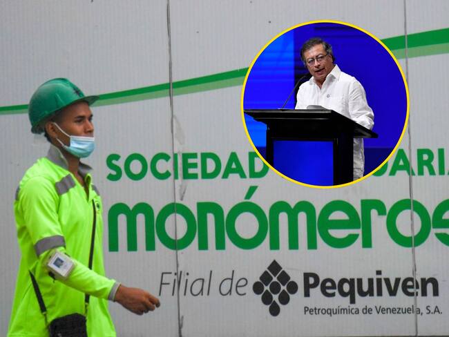 Monómeros y Gustavo Petro. Foto: (Photo by JUAN BARRETO/AFP via Getty Images) / (Photo by Gabriel Aponte/Getty Images)