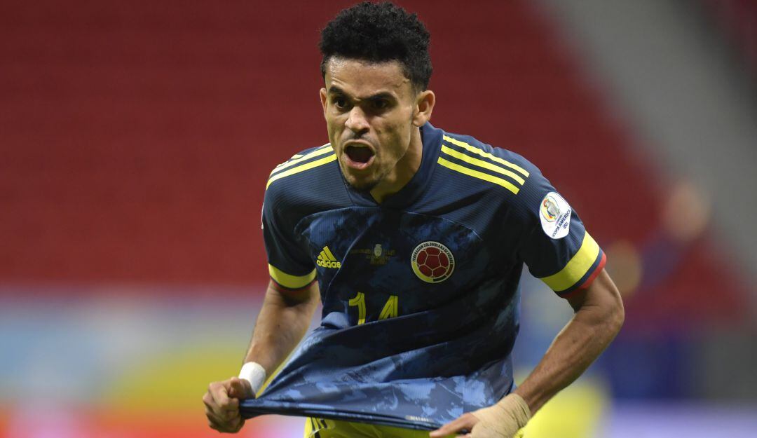 Luis Díaz festeja su golazo ante Perú para que Colombia ganara el tercer puesto de la Copa América.