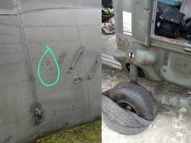 Helicóptero del Ejército impactado en Cumbitara, Nariño.