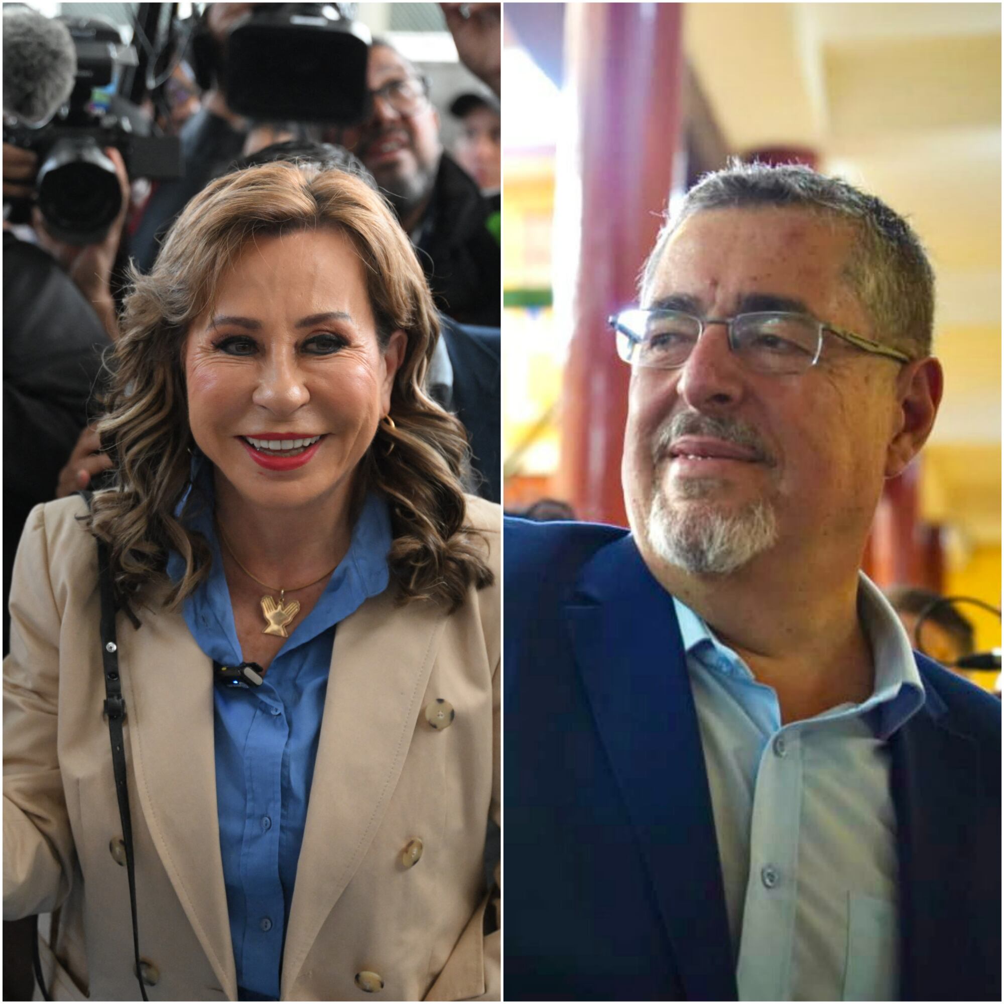 Los candidatos presidenciales para la segunda vuelta en Guatemala:  Sandra Torres (izq) y Bernardo Arévalo (der).
(Foto: JOHAN ORDONEZ/AFP via Getty Images ; Twitter @BArevalodeLeon )
