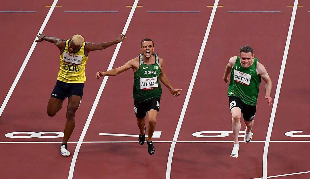 Jean Carlos Mina en los Juegos Olímpicos de Tokio en la final de los 100 metros t13