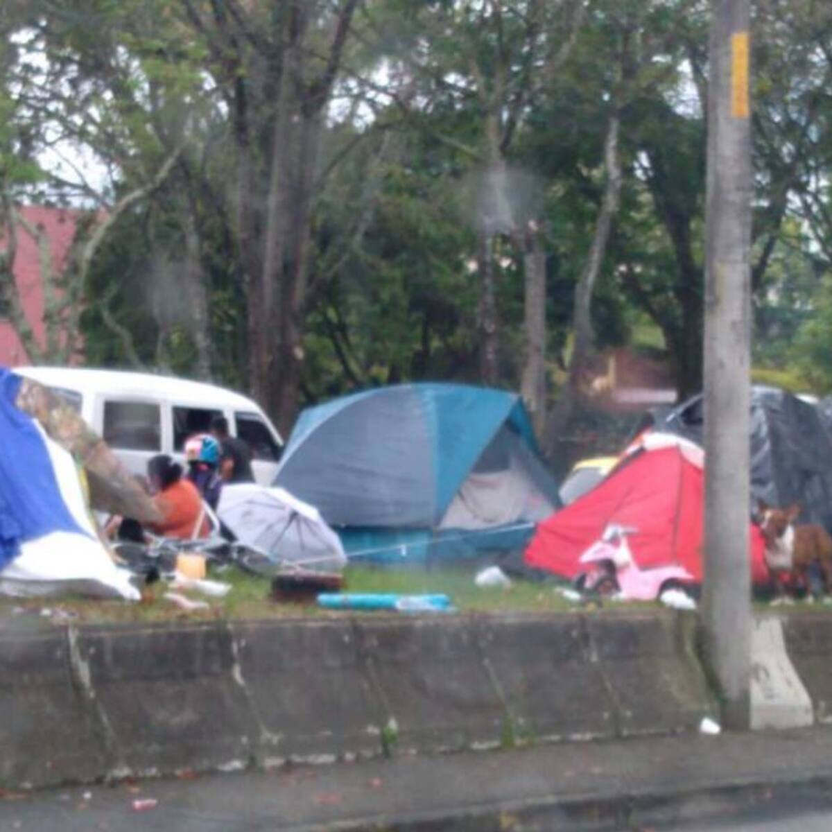Grupo de venezolanos armó cambuches al frente de la Terminal de Pereira
