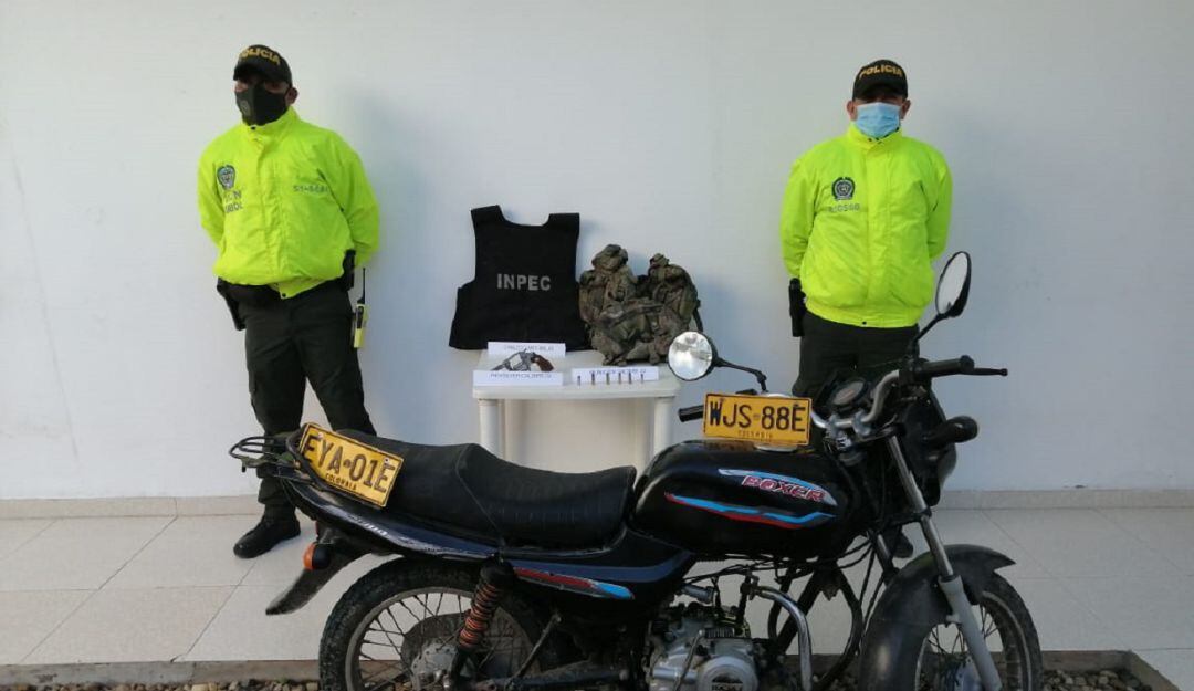 Elementos recuperados por la Policía de Bolívar