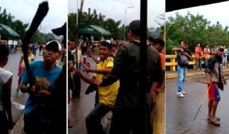 Video de la agresión de los indígenas venezolanos a las autoridades colombianas en el puente internacional