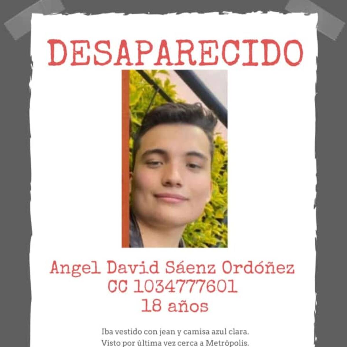 Joven desaparecido fue visto por última vez en un bar en el centro de Bogotá