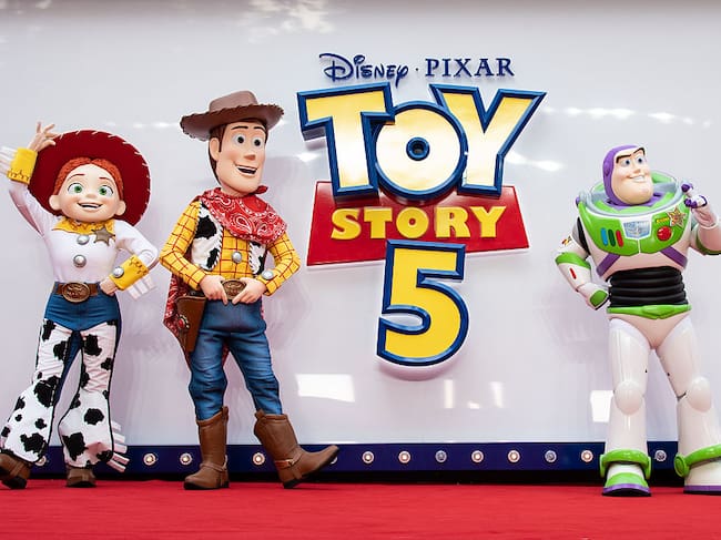 LONDON, ENGLAND - MAY 28: Jessie, Woody and Buzz Lightyear attend the "Toy Story 5" UK launch event at Odeon Luxe Leicester Square on May 28, 2026 in London, England. (Photo by Jeff Spicer/Getty Images)