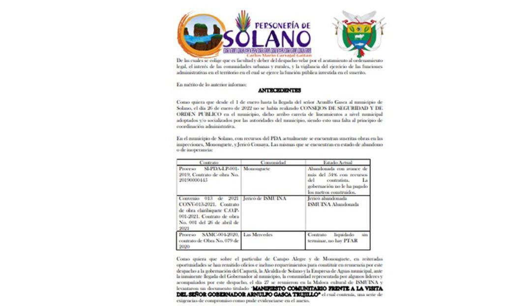 Esto ante el ataque al mandatario ocurrido el pasado 29 de enero en la vía Solano – Florencia donde perdieron la vida dos policías.