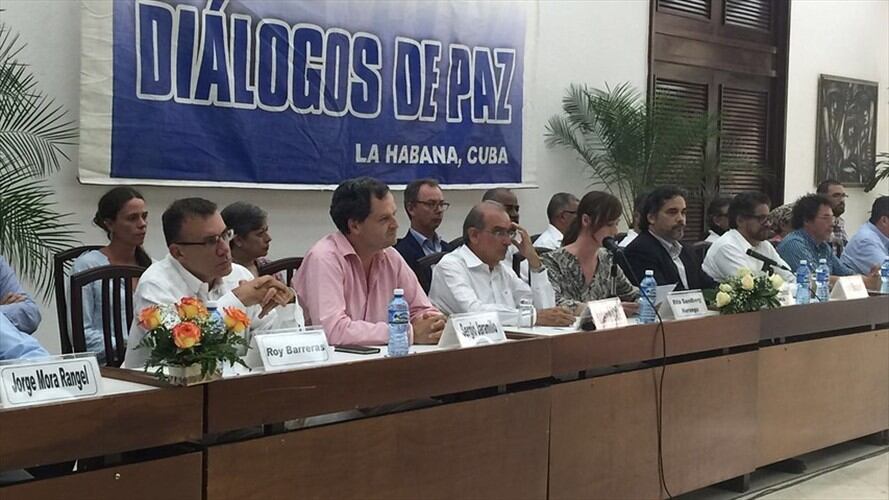 Las delegaciones del Gobierno y las Farc dieron a conocer los acuerdos alcanzados en el marco del proceso de paz el pasado 12 de mayo. Foto: Colprensa