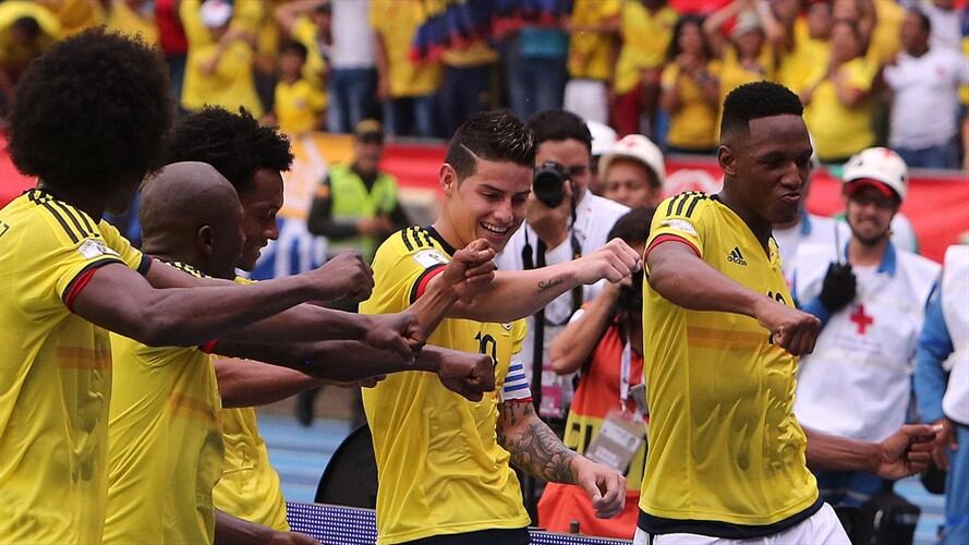 La Selección Colombia celebra el gol ante Bolivia. Foto: Agencia EFE