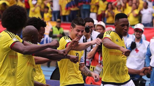 La Selección Colombia celebra el gol ante Bolivia. Foto: Agencia EFE