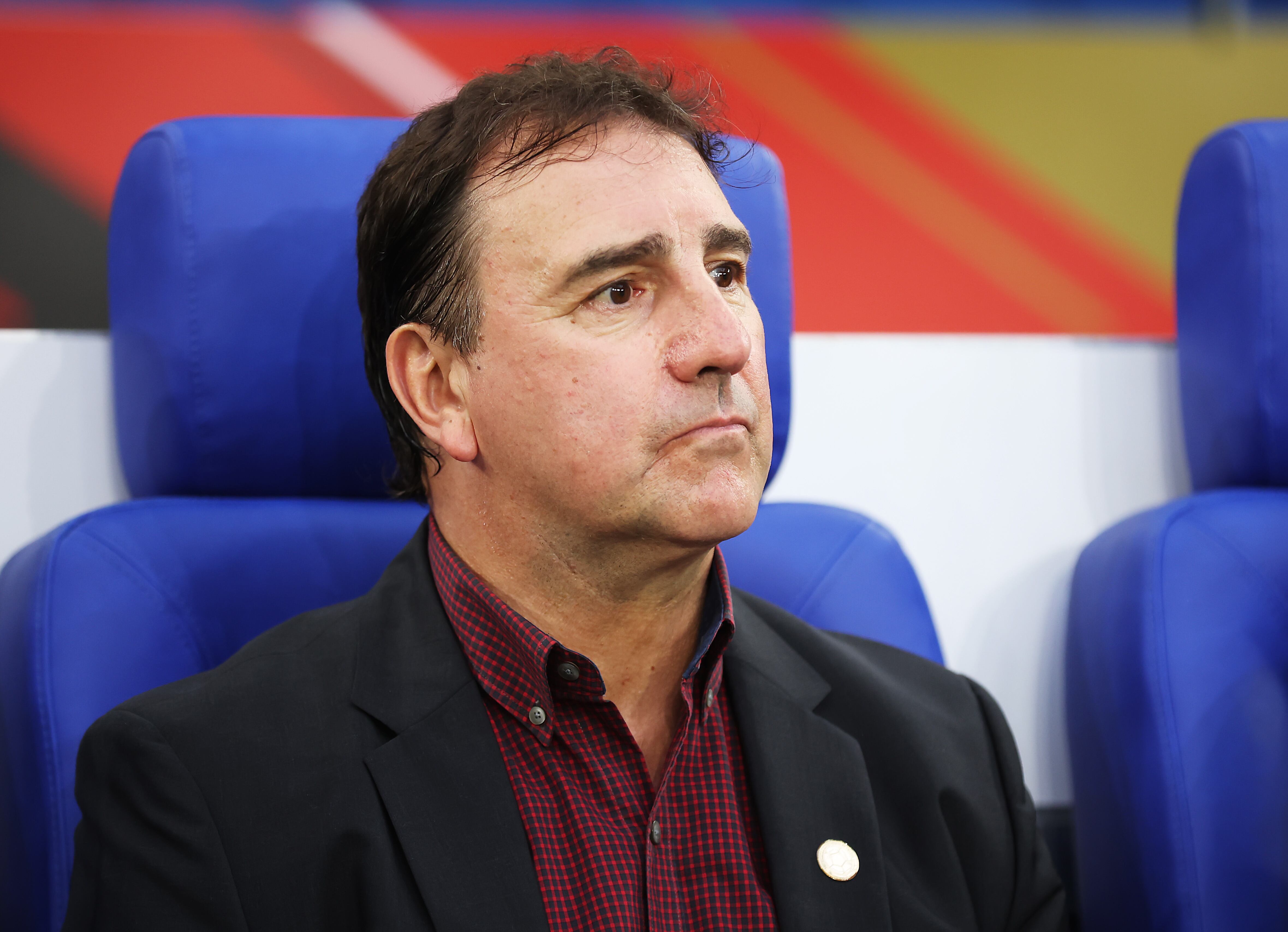 GELSENKIRCHEN, GERMANY - JUNE 20: Nestor Lorenzo head coach of Colombia during the international friendly match between Germany and Colombia at Veltins-Arena on June 20, 2023 in Gelsenkirchen, Germany. (Photo by Alex Grimm/Getty Images)