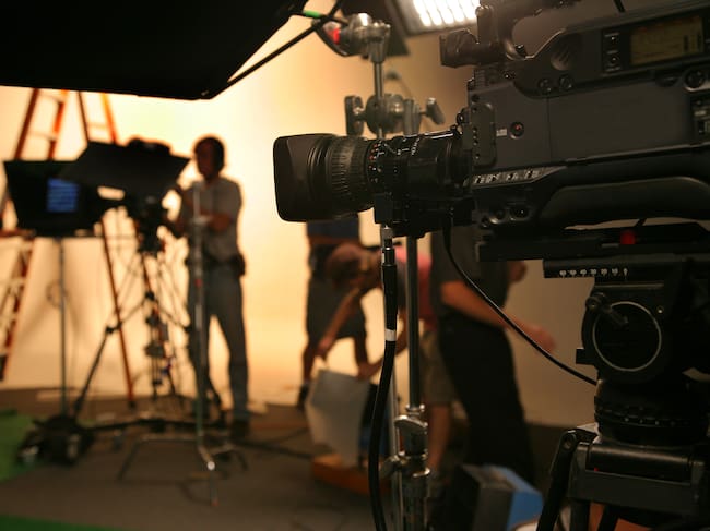 Television crew working in a studio