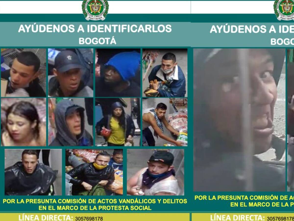 Revelan cartel de los más buscados por vandalismo en protestas en Bogotá