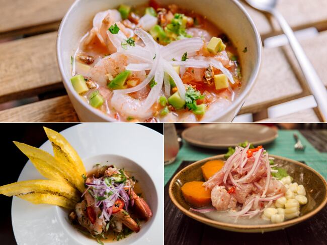 Ceviche perueano, ecuatoriano y mexicano, imágenes de referencia (Getty Images).