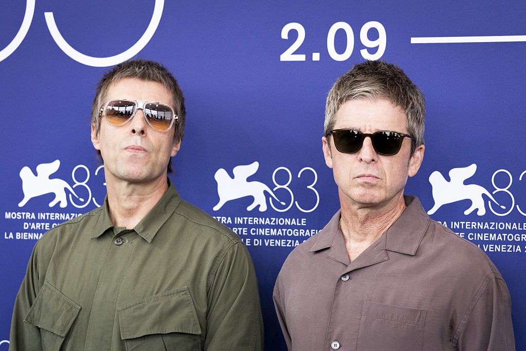 VENICE, ITALY - SEPTEMBER 05: Liam Gallagher (L) and Noel Gallagher (R) attend the 'Oasis: Don't Look Back in Anger' Photocall during the 83rd Venice International Film Festival at Palazzo del Casino on September 05, 2026 in Venice, Italy. (Photo by Primo Barol/Anadolu via Getty Images)
