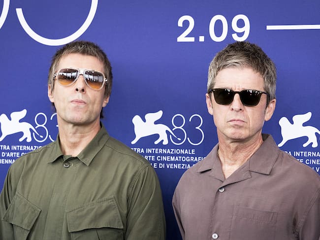 VENICE, ITALY - SEPTEMBER 05: Liam Gallagher (L) and Noel Gallagher (R) attend the 'Oasis: Don't Look Back in Anger' Photocall during the 83rd Venice International Film Festival at Palazzo del Casino on September 05, 2026 in Venice, Italy. (Photo by Primo Barol/Anadolu via Getty Images)