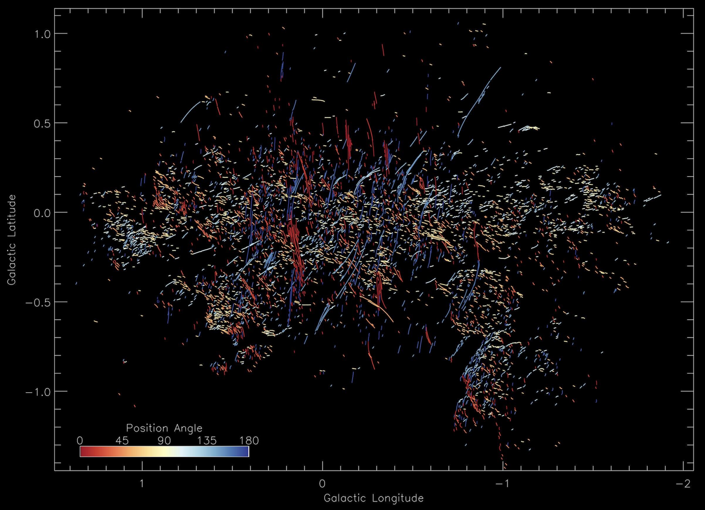 El astrónomo Farhad Yusef-Zadeh de la Universidad Northwestern y sus colegas descubrieron numerosos filamentos que emanan del agujero negro central de la galaxia / @deicherstar
