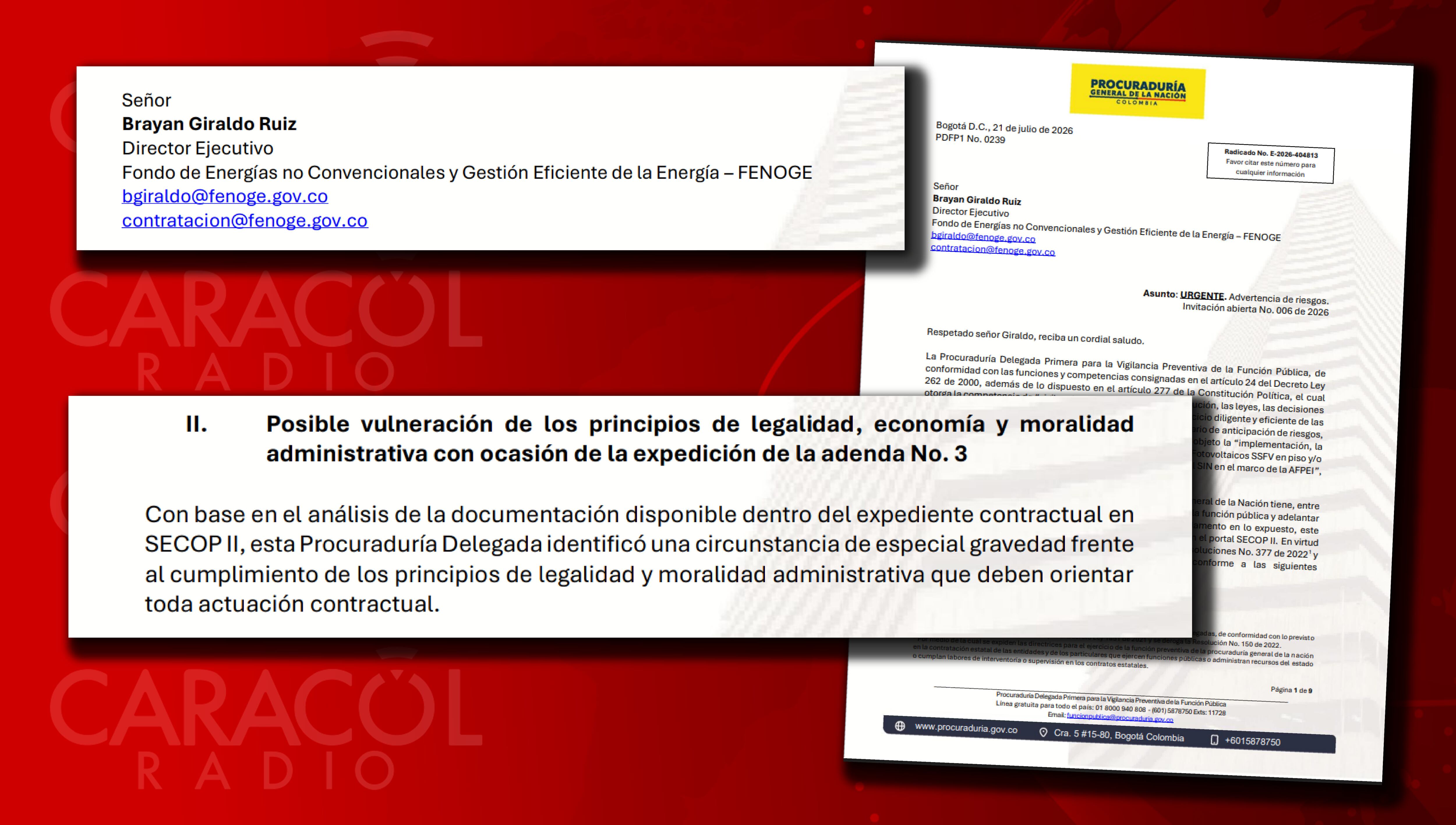 La Procuraduría emitió una alerta preventiva luego de identificar "una circunstancia de especial gravedad", en proceso contractual para instalar paneles solares.