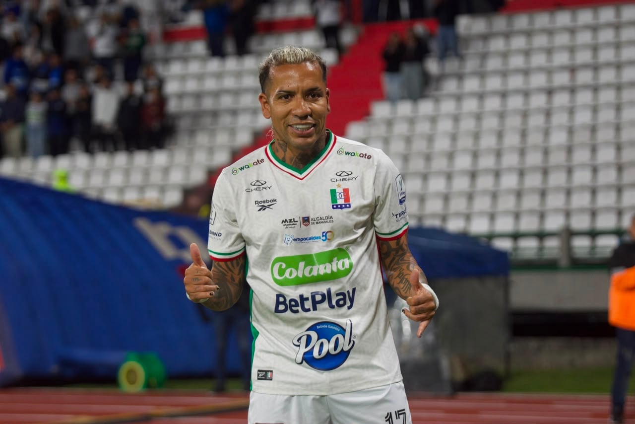 Dayro Moreno festeja su gol ante el Cúcuta con el Once Caldas / Colprensa.