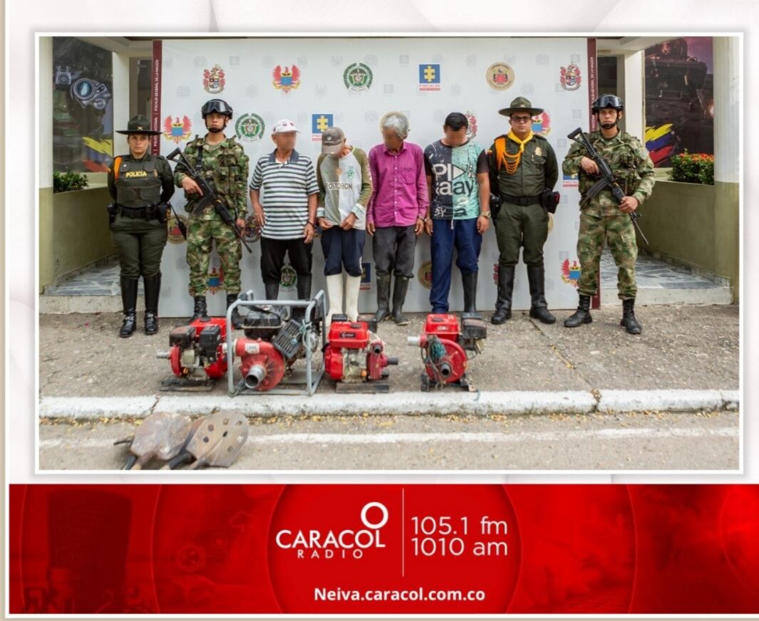 En el lugar fueron incautadas cuatro motobombas, material avaluado $14.000.000, elementos utilizados para la extracción del mineral.