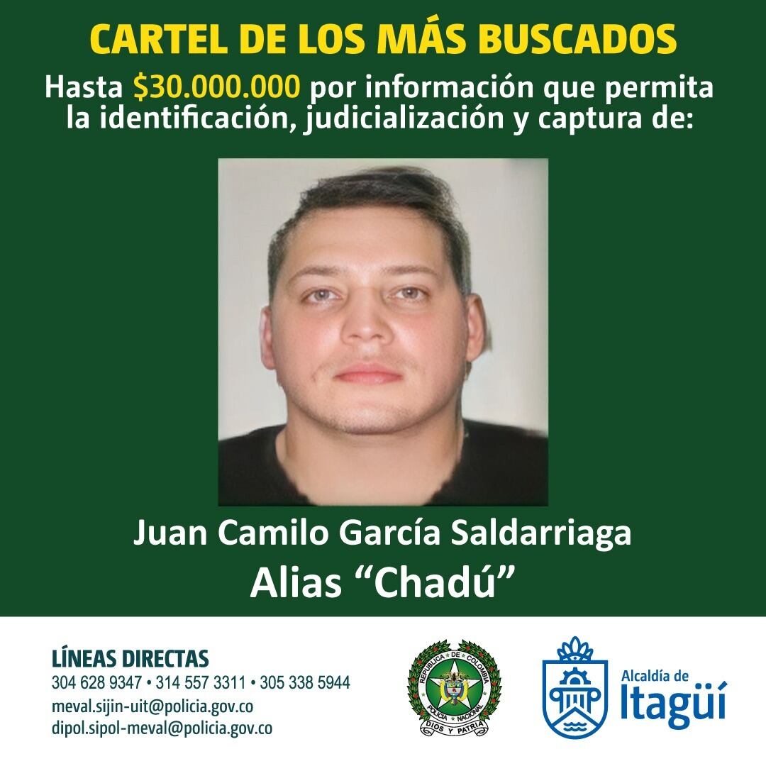Cartel más buscados- foto alcaldía de Itagüí